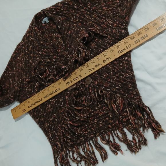 Per Una L Made in Italy Mohair/Wool plus blend Brown Speckled Cardigan Fringed - Picture 16 of 16